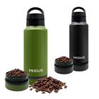 Garrafa Térmica de Café Água Suco 800ML Parede Dupla Divisória Compartimento P/ Café Chá Whey Camping Academia Passeio Caminhada