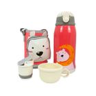 Garrafa térmica infantil Bebê escola parede dupla inox 550ML 2em1 +Suporte