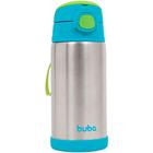 Garrafa Térmica Infantil Buba Com Canudo Silicone 400ml Inox Azul