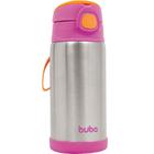 Garrafa Térmica Infantil Inox Com Canudo 400ml Buba Rosa