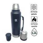 Garrafa Térmica Inox 1,2L Dupla Camada Vácuo 24h Preto