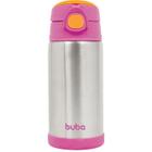 Garrafa Térmica Inox Infantil Com Canudo 400ml Rosa Buba