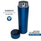 Garrafa Térmica Medidor Temperatura Digital Squeeze Portátil Azul