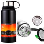 Garrafa Térmica Vacuum Bottle Tampa Rosqueavel 1100ml Inox Quente Frio Cafe Suco Agua Treino
