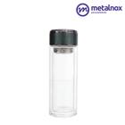 Garrafa vidro com infusor e tampa perolizada - 300ml