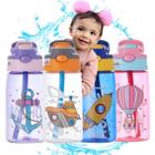 Garrafinha Agua Infantil 480 Ml Canudo Menino Menina Lindas