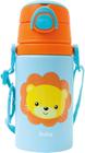 Garrafinha Aluminio Com Canudo Animal Fun Leao 400ml - Buba