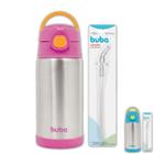 Garrafinha copo termico infantil bebe 400 ml parede dupla com canudo extra silicone - Buba