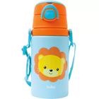 Garrafinha De Alumínio Com Canudo Animal Fun Leão 400ml 12115 - Buba