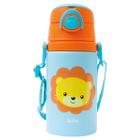 Garrafinha de Alumínio Com Canudo Buba Animal Fun Leão 400ml