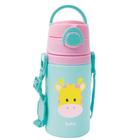 Garrafinha Garrafa Água Infantil Buba Alumínio Animal Fun Escolar 400 Ml Canudo Retrátil Alça Copo