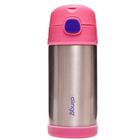 Garrafinha Térmica Com Canudo 310ml Inox Rosa Clingo