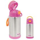 Garrafinha Térmica Infantil 400mL Buba Volta as Aulas Com Canudo de Silicone Aço Inoxidaveç