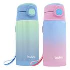 Garrafinha Térmica Infantil Parede Dupla Inox Com canudo Buba Bpa free Infantil Criança Rosa Azul Degradê