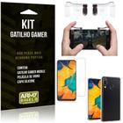 Gatilho Gamer Samsung Galaxy A20 Gatilho + Capa Silicone + Película Vidro - Armyshield