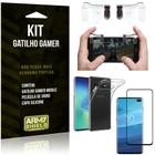 Gatilho Gamer Samsung Galaxy S10 Plus Gatilho + Capa Silicone + Película Vidro - Armyshield