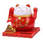 Gato da Sorte Maneki Neko Decorativo Energia Solar 7cm