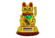 Gato Da Sorte Maneki Neko Japonês Dourado 12cm Energia Solar - RPC MLY359