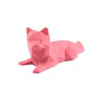 Gato Deitado Low Poly Geométrico Decoração 3D Rosa - Conheça 3D