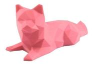 Gato Deitado Low Poly Geométrico Decoração 3d Rosa - ECHOART