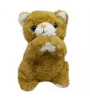 Gato Pelagem Marrom Patas Levantadas 18cm - Pelúcia - Fofy Toys