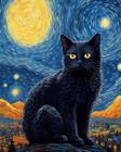 Gato preto Van Gogh - quadro decorativo mdf 20x29 cm - Decoração - Pintura