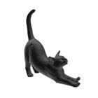 Gato Se Espreguiçando Pet Decoração 3D Preto