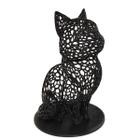 Gato Sentado 18 Cm Vado 3D Enfeite Preto