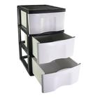 Gaveteiro com 3 Gavetas grande organizador de casa multiuso -Preto e Branco
