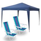 Gazebo Tenda Dobravel Trixx 3 X 3m Ntk + 2 Cadeiras de Praia 8 Posicoes Kit