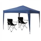 Gazebo Tenda Dobravel Trixx 3m X 3m + 2 Cadeiras de Pesca Preto Nautika