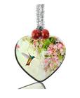 GDEE Personalizado Coração Personalizado Enfeites de Natal Enfeites de Natal Decoração de Casa (Linda Beija-Flor e Flores Rosa)