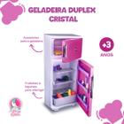 Geladeira Duplex Com Congelador e Bebedouro Brinquedo Infantil Com Acessórios Lua de Cristal