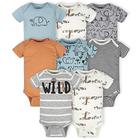 Gerber Baby 8-Pack Manga Curta Onesies Bodysuits, Jungle Blue, 0-3 Meses