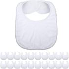 Geyoga 20 Peças Sublimação Blanks Babadores Brancos para Bebê Decoração Washable Reusable Tecido Bibs (Branco)