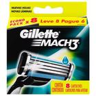 Gillette Mach 3 Regular Carga Mach3 Refil C/ 8 Cartuchos