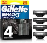 Gillette Mach3 Carbono Carga para Aparelho de Barbear 4 Unidades