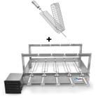 Gira Grill Inox c/ 5 Espetos Tridente + Espeto Grelha Pratic - Pratic Metal