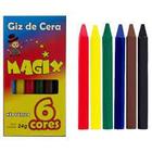 Giz de cera 6 cores magix colorir escolar infantil