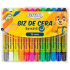 Giz de Cera Aquarelável Retrátil 12 cores Marca BRW