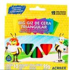 Giz de cera big triangular - 12 cores - acrilex 95 gramas