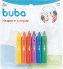 Giz de Cera Colorido 6 Cores Risque e Apague Buba