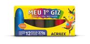 Giz De Cera Para Crianças Acrilex Meu 1º Giz Jumbo 12 Cores Lavável