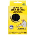 Giz de Cera Profissional Preto Acrilex 12 Unidades