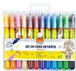 Giz De Cera Retrátil Aquarelável - Kit Com 12 Cores - BRW