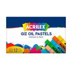 Giz Oleoso Acrilez Pastel com 12 Cores