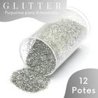 Glitter Prata - Purpurina Artesanato - Kit Com 12 Potes - UMK - Unimarkas