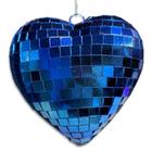 Globo Coração Espelhado 40cm decoração de festa cor Azul