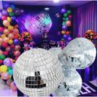 Globo Espelhado Iluminação 15 á 30 Cm Bola de Discoteca Refletir Festa Balada Dj - TOP