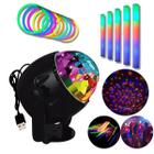 Globo Luz RGB Bluetooth +10Bastões de Led +10 Pulseiras Neon - Mormino